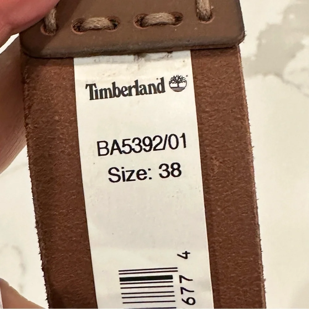 Timberland NWT Brown Genuine Leather Belt Wrapped Buckle Workwear Casual Size 38